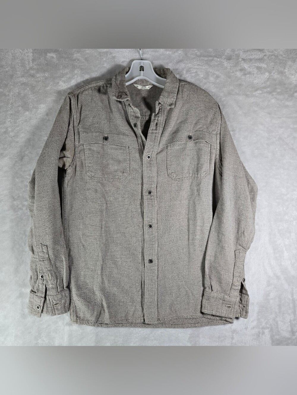 3sixteen Cotton Flannel Mens Size Medium Button Up Herringbone Pattern Read Des!